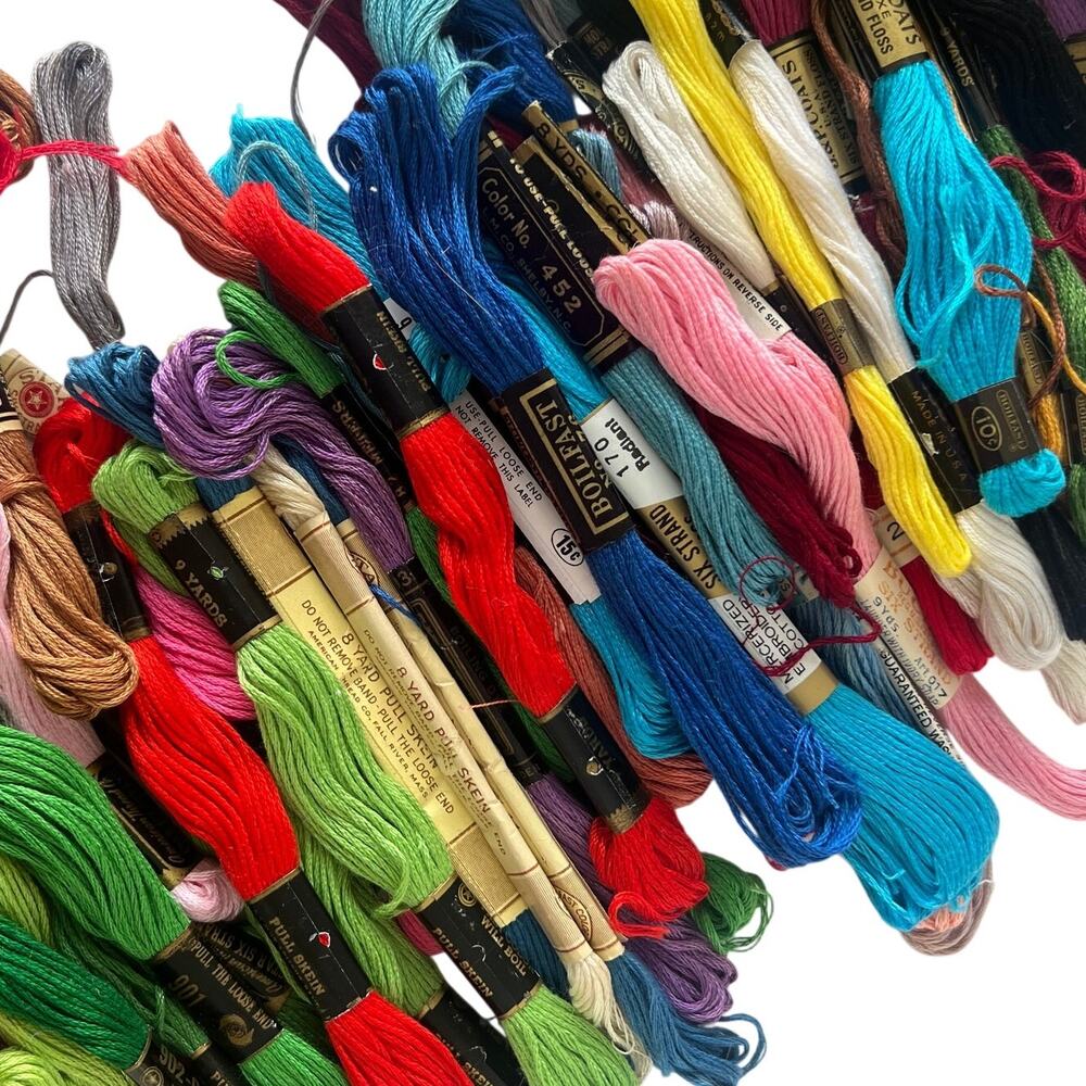 Vintage Embroidery Floss Lot 99 Skeins J&P Coats Bucilla American Thread Cotton - Picture 5 of 6